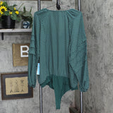 Draper James Rsvp Plus Size Three Quarter Sleeve Bodysuit Green White Dot 2X