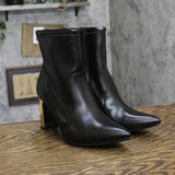 A New Day Womens Sienna Low Shaft Heeled Boots 94637418 Black / Gold 8.5M