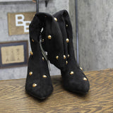 A New Day Womens Justice Boots Faux Suede Studded Mid-Calf 94568941 Jet Black 7M