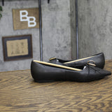 A New Day Womens Valentina Pointed Toe Buckle Ballet Flats 94462477 Black 6M