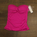 Anne Cole Botanical Twist Front Bandeaukini Swim Top Tankini Hibiscus Pink L