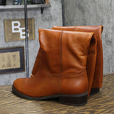 INC International Concepts Wide-Calf Riding Leather Boots Cognac Brown 9M-WC