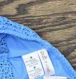 Salt + Cove Juniors Crochet Ruffle-Trim Midkini Swim Top SC25089TT Capri Blue M