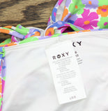 Roxy Womens One-Piece Swimsuit Cheeky Ruched Side Tie Olive Green Multi L