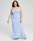 B Darlin Womens Trendy Plus Size Glitter-Knit Prom Dress Gown 5DH8978