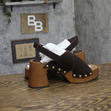 Mia Womens Eudora Platform Heels Studded GS1754706 Chocolate Brown 8M