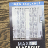 Max Blackout Print Grommet Blackout Single Curtain Panel Navy / Gray 50x95
