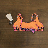 Salt + Cove Juniors Foil Print Ruffle Strap Bralette Bikini Top Orange Multi S