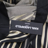 Karl Lagerfeld Neck Silky Crepe Geo Printed Satin Midi Dress Soft Beige Brown 14