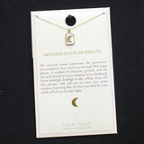Tiny Tags Mother of Pearl Moon Pendant Necklace Gold / Opaque White 16" + 2"