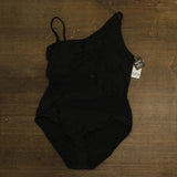 Bar III Womens One-Shoulder Mesh Cutout Swimsuit MBNB24232 Black XL