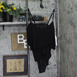 Beyond Control Womens Solid Citizen Tiered One-Piece Swimsuit LXSE00807 Black 16