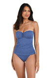 La Blanca Womens Charmed Coast Tankini Swimsuit Top LB5SB86 Chambray Blue 8