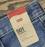 Levi's 501 Original Distressed Denim Shorts 89527256 Darn It Now Blue 30