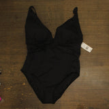 Bleu By Rod Beattie Plus Size Key Item Plunge Plunging-Neck Swimsuit Black 20W