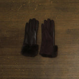 Catherine Malandrino Faux Leather Faux Fur Winter Fleece Gloves Brown