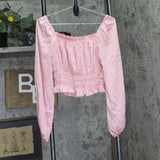 Bar III Womens Woven Satin Smocked Off-the-Shoulder Top Cupid Blush Pink S