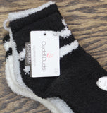 Cuddl Duds 3-Pack Womens Fuzzy Lounge Ankle Socks Black  / Gray / White 4-10
