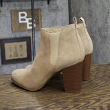 Michael Michael Kors Suede Evaline Almond Toe High Heel Booties Camel Brown 11M