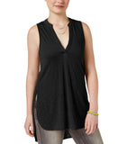 Almost Famous Juniors Knit Sleeveless Utility Tunic Top Black M