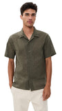 Vince Mens Cotton Eyelet Collar Button Up Camp Shirt M10521594 Dome Green S