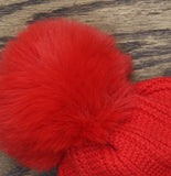 On 34th Rib-Knit Cuffed Beanie with Pom Pom MO1542501 Dark Red