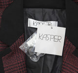 Kasper Womens Framed Plaid Jacket Notch Collar Blazer Shiraz Red / Black 4
