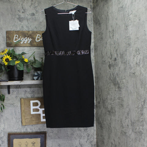 Kasper Womens Sheath Dress W/ Sequin Waistband Trim 10916477 Black 4