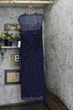 X By Xscape Plus Size Ruched Lace Gown Dress XC121W Navy Blue 18W