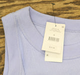 Cotton On Womens Ribbed Logo Sleeveless Shirt Top Frosted Blue S