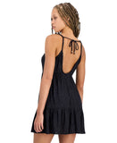 Miken Juniors Tiered Dress Swim Cover-up I9672P544 Black Lurex Stripe XL