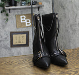 A New Day Womens Mickey Point Toe Moto Ankle Boots 90974111 Black 6M
