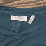 Logo by Lori Goldstein Knit Long Sleeve Colorblock Shirt Top Blue Green XS