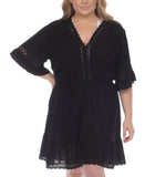 Raviya Womens Plus Size Lace-Inset Mini Cover Up 76399X Black 0X
