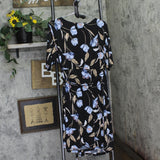 Motherhood Maternity Faux Wrap Elbow Sleeve Maternity Dress Black Floral XL