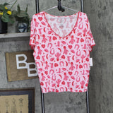 Roudelain Womens Valentine's Fairytale Pajama Shirt Top EJJE319M Cowgirl Pink L