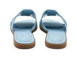 Tommy Hilfiger Triple Strap Slide Open Toe Flat Sandals Light Denim Blue 7M