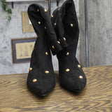 A New Day Justice Studded Faux Suede Mid-Calf Boots 94568947 Jet Black 10M