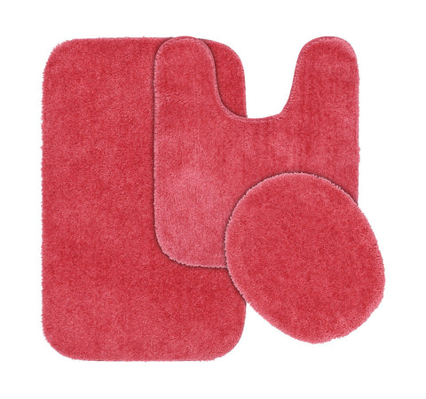 Gardland Rug Traditional 3-piece Bath Rug Set Pink Hibiscus Standard