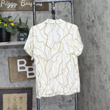 INC International Concepts Chain-Print Pajama Set Woven Celia Chain White L