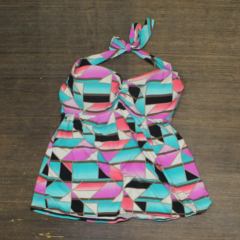 Coco Reef Womens Soft Cup Underwire Tankini Back Tie Multicolor 32C / 34C