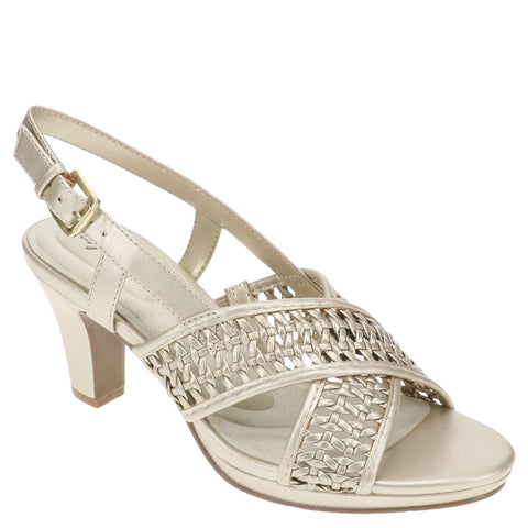 Easy Street Womens Sol Heeled Sandal Heels SOL Champagne Gold 8.5W