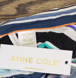Anne Cole Cover Up Shirt with Buttons Roll Tab Barcode Stripe Blue Multi L/XL