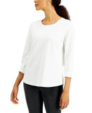 Karen Scott Womens 3/4 Sleeve Abstract Seam Petite Seamed Terry Top 100108134PT