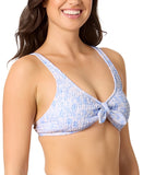Salt + Cove Juniors Smocked Tie-Front Bikini Swim Top Cornflower Blue M