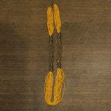 Womens Seed Bead Twisted Wire Cluster Necklace Yellow / Copper Brown 36" + 2"