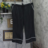 Anybody Womens Piped Satin Pajama Pants A353765 Black / White XL