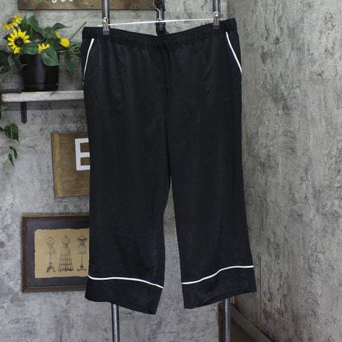 Anybody Womens Piped Satin Pajama Pants A353765 Black / White XL