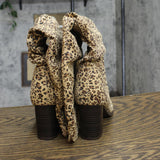 Journee Collection Aneil Wide Stacked Heel Knee High Boots Leopard Brown 6.5W