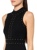 Guess Womens Sleeveless Studded Veronika Bodycon Knit Sweater Dress Jet Black L